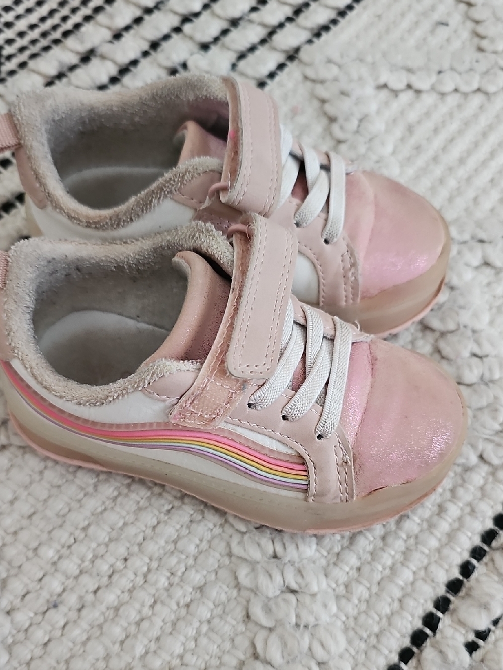 Light Up 6 Red Pink Metallic Carters Sneakers Shoes